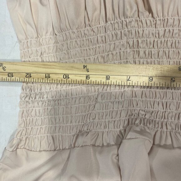 NWT Boosom Off-Shoulder Smocked Peplum Top Womens Size S Tan Flared Sleeves Boho - Picture 9 of 12